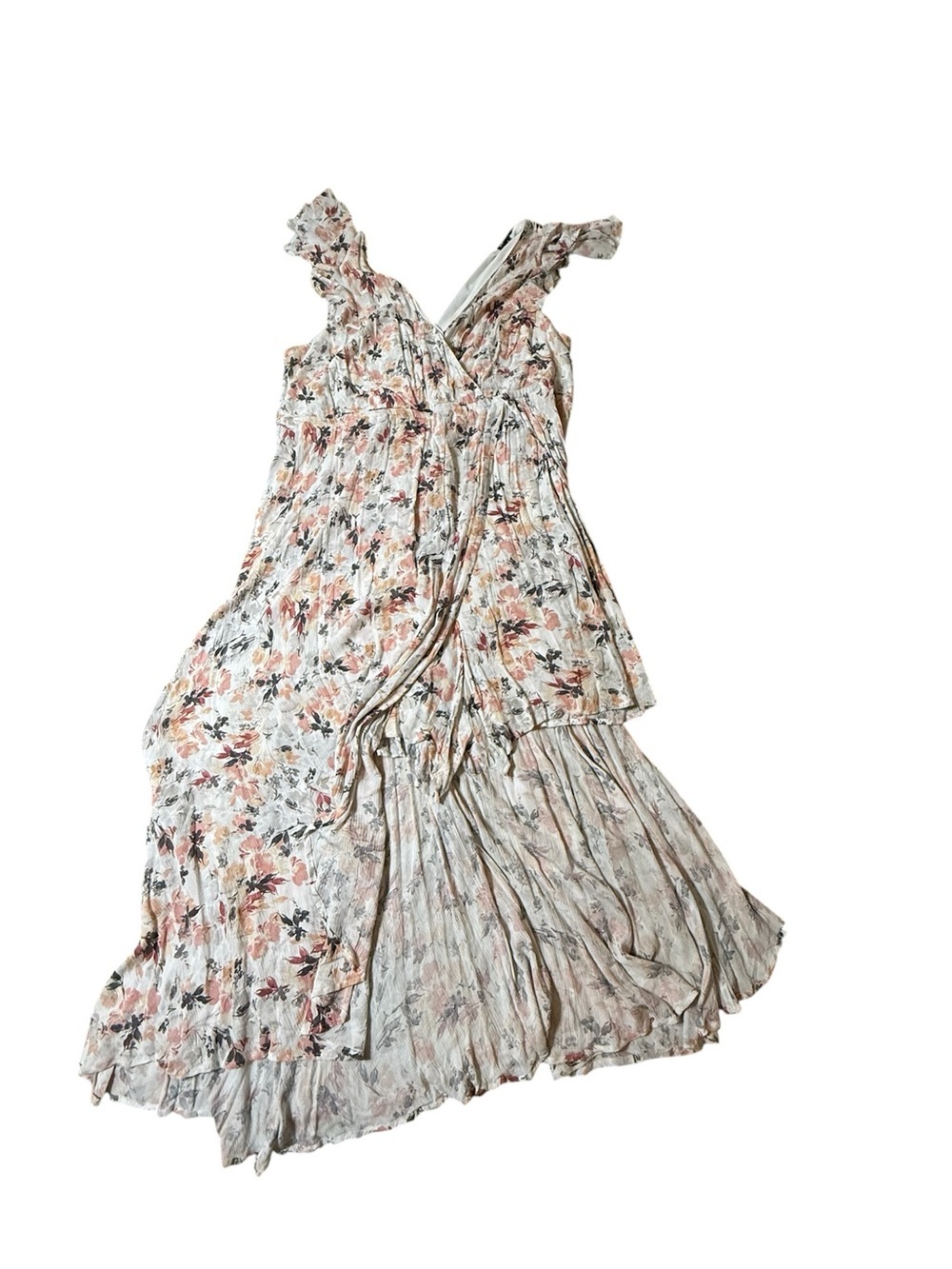 Torrid White Floral Gauze Deep Plunge Asymmetrical Maxi Dress Romper Size 3
